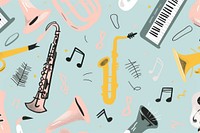 Cute jazz illustration backgrounds saxophonist performance.