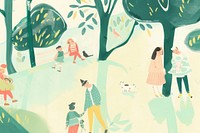 Cute people in park illustration backgrounds adult togetherness.