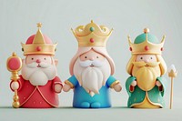 3d Three wise men figurine cartoon representation.