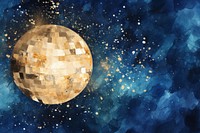 Disco ball watercolor background astronomy sphere planet.