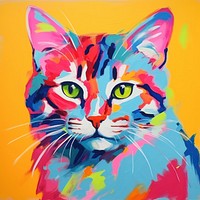 Cat painting mammal animal.