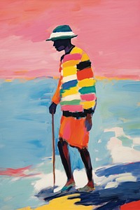 PNG Beach painting walking adult.