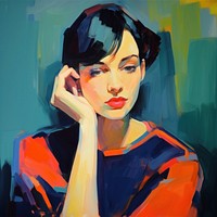 Woman painting portrait adult.