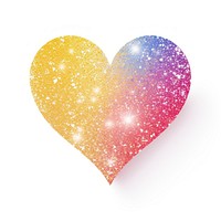 Colorful heart icon glitter shape white background.