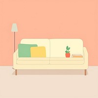 Illustration of a simple sofa furniture lamp room.