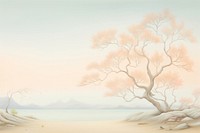 Painting of tree border drawing sketch tranquility.
