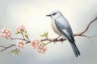 Painting of bird blossom animal flower.