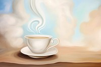 Painting of coffee saucer drink cup.