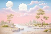 Painting of moon border landscape outdoors nature.