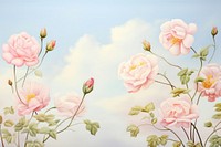 Painting of roses outdoors blossom flower.