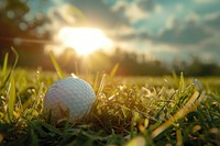 Golf ball grass sunlight outdoors.