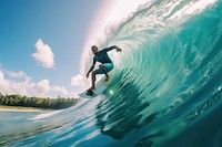 Man surfer surfing sea recreation surfboard.