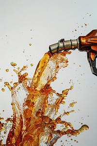 Gasoline Gushing Out From Pump gasoline pump refreshment.
