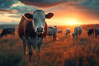 Cattle in a field grassland livestock outdoors.