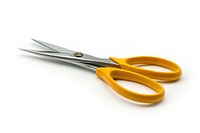 Yellow scissors white background equipment weaponry.