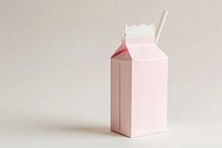Milk carton with tube milk paper pink.