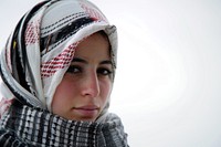 Palestine woman portrait scarf photo.