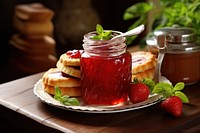 Cookie strawberry ketchup food.