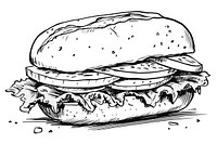 Sandwich food sketch sandwich drawing.