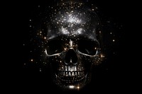 Skull shape sparkle light glitter astronomy night black.