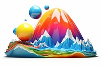 3D Glossy rainbow bubble mountain white background creativity splashing.