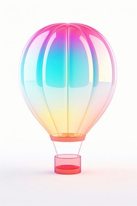 3d render of hot air balloon holographic glass color aircraft white background transportation.