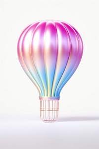 3d render of hot air balloon holographic glass color aircraft transportation fragility.