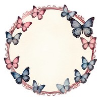 Vintage butterfly circle frame white background invertebrate photography.