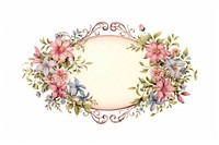 Vintage flowers oval frame pattern white background accessories.