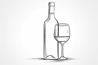 Wine bottle sketch glass drink.