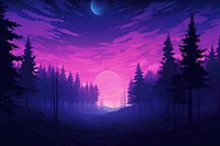 Enchanted forest purple landscape astronomy.