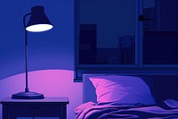 Reading under a lamp furniture purple blue.