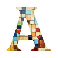 Mosaic tiles letters A alphabet number shape.