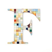 Mosaic tiles letters F alphabet number shape.