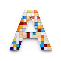 Mosaic tiles letters A alphabet symbol number.