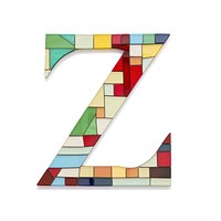 Mosaic tiles letters Z number shape text.