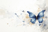 Blue butterfly watercolor background painting animal insect.