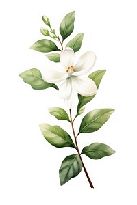 Cute watercolor illustration of a Jasmine flower minimal blossom plant petal.
