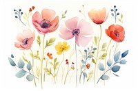 Watercolor flower painting pattern plant.