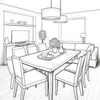 Dinning room sketch architecture furniture.