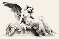 Marble statue of angel art drawing sketch.