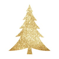 Gold color Christmas tree icon christmas shape white background.