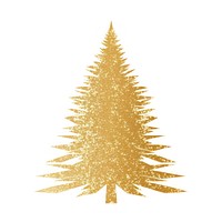 Gold color pine tree icon christmas shape plant.