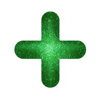 Green color plus icon symbol cross shape.