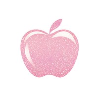 Pink color apple icon glitter heart food.