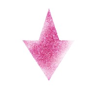 Pink color arrow icon glitter shape white background.