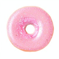 Pink color donut icon bagel shape white background.