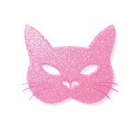 Pink cat icon shape mask white background.