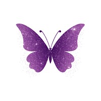 Violet butterfly icon glitter purple white background.