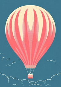 Hot air balloon risograph style aircraft outdoors vehicle.